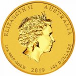 Zlatá investiční mince Australský lunární rok 2019 Vepř 1 Oz - druhá strana