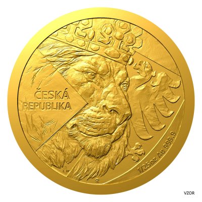 Zlatá 1/25oz investiční mince Český lev 2024 stand – obrázek 1