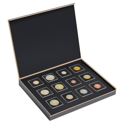 Etuje LUXOR pro 12 čtvercových mincovních kapslí 50 x 50 mm