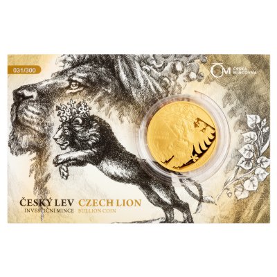 Zlatá uncová investiční mince Český lev 2024 proof číslovaný – obrázek 1