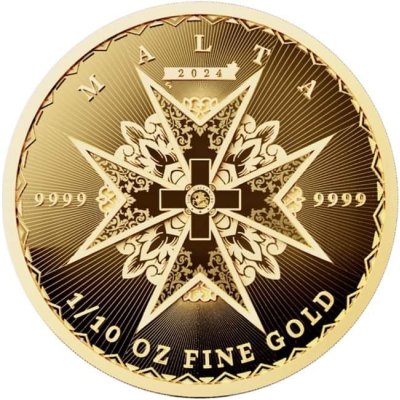 Zlatá mince Maltézský kříž 2024 1/10 Oz – obrázek 1