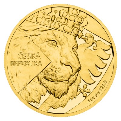 Zlatá uncová investiční mince Český lev 2024 vysoký reliéf proof – obrázek 1