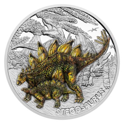 Stříbrná mince Pravěký svět - Stegosaurus proof – obrázek 1